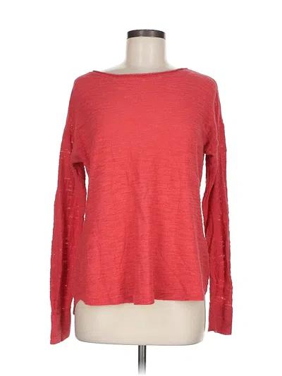 Pre-owned Ann Taylor Loft Long Sleeve Top Red Boatneck Tops