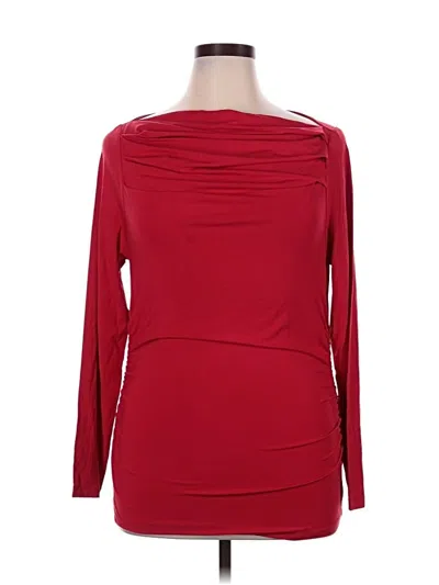 Ann Taylor Loft Long Sleeve Top Red Cowl Neck Tops