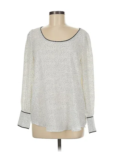 Pre-owned Ann Taylor Loft Long Sleeve Top Silver Boatneck Tops