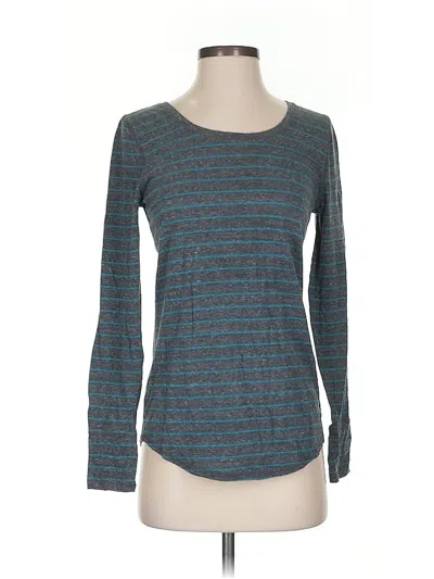 Pre-owned Ann Taylor Loft Long Sleeve Top Teal Boatneck Tops In Blue