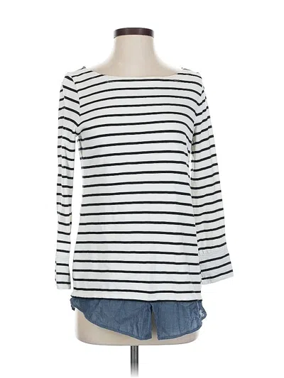 Pre-owned Ann Taylor Loft Long Sleeve Top White Boatneck Tops