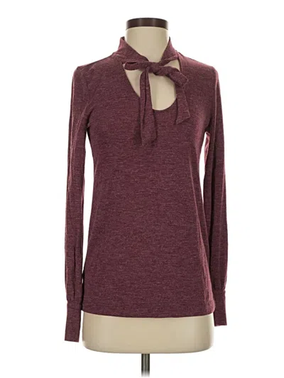 Pre-owned Ann Taylor Loft Long Sleeve T-shirt In Burgundy