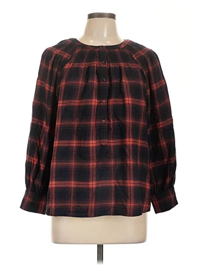 Pre-owned Ann Taylor Loft Long Sleeve T-shirt In Red