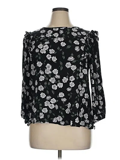 Pre-owned Ann Taylor Loft Outlet 3/4 Sleeve Blouse In Black