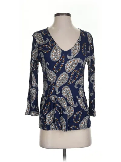 Pre-owned Ann Taylor Loft Outlet 3/4 Sleeve Blouse In Blue