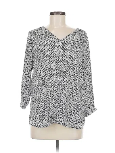 Pre-owned Ann Taylor Loft Outlet 3/4 Sleeve Blouse In Gray