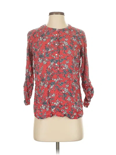 Pre-owned Ann Taylor Loft Outlet 3/4 Sleeve Blouse In Red