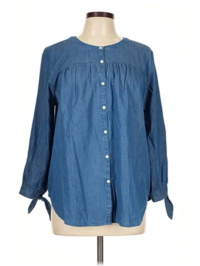 Ann Taylor Loft Outlet 3/4 Sleeve Button Down Shirt In Blue