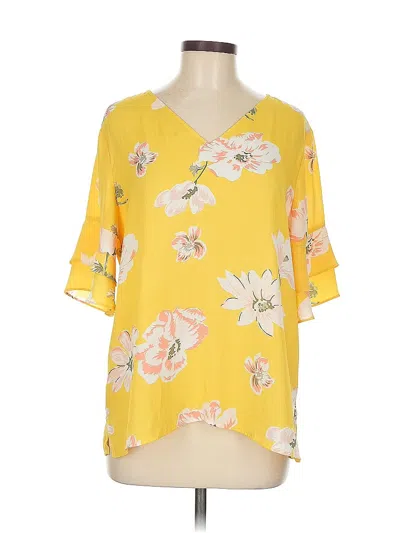 Pre-owned Ann Taylor Loft Outlet 3/4 Sleeve T-shirt In Yellow