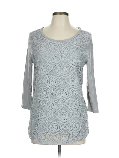 Pre-owned Ann Taylor Loft Outlet 3/4 Sleeve Top Gray Boatneck Tops