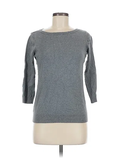 Pre-owned Ann Taylor Loft Outlet 3/4 Sleeve Top Gray Boatneck Tops