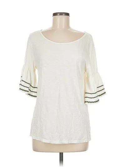 Pre-owned Ann Taylor Loft Outlet 3/4 Sleeve Top Ivory Cold Shoulder Neckline Tops In White