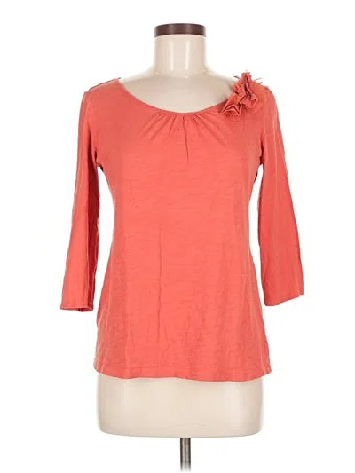 Pre-owned Ann Taylor Loft Outlet 3/4 Sleeve Top Orange Scoop Neck Tops