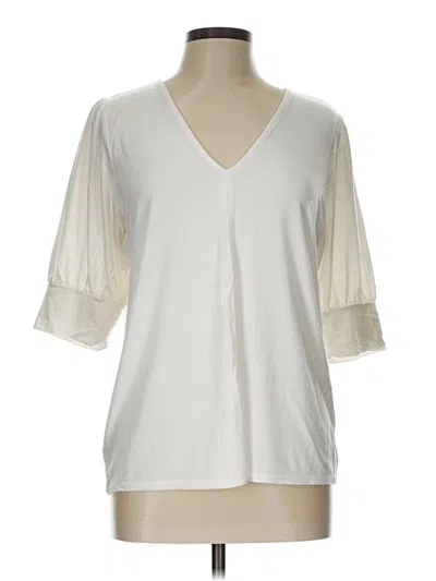 Pre-owned Ann Taylor Loft Outlet 3/4 Sleeve T-shirt In Ivory