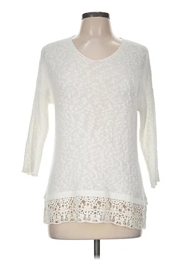 Pre-owned Ann Taylor Loft Outlet 3/4 Sleeve T-shirt In Ivory