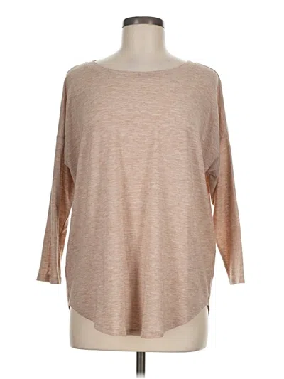 Pre-owned Ann Taylor Loft Outlet 3/4 Sleeve T-shirt In Tan