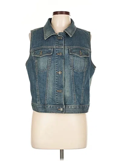 Pre-owned Ann Taylor Loft Outlet Denim Vest In Blue