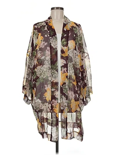 Pre-owned Ann Taylor Loft Outlet Kimono In Brown