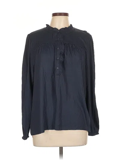 Pre-owned Ann Taylor Loft Outlet Long Sleeve Blouse In Blue