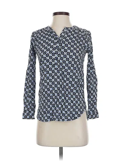 Pre-owned Ann Taylor Loft Outlet Long Sleeve Blouse In Blue