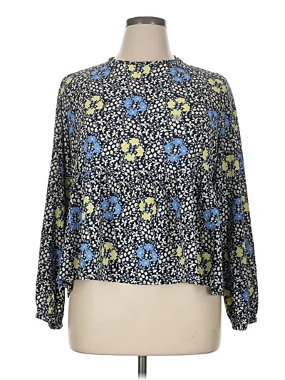 Pre-owned Ann Taylor Loft Outlet Long Sleeve Blouse In Blue