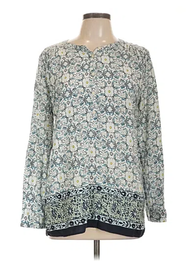 Pre-owned Ann Taylor Loft Outlet Long Sleeve Blouse In Blue
