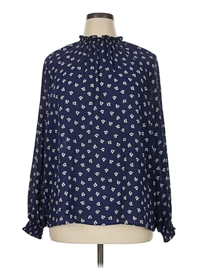 Pre-owned Ann Taylor Loft Outlet Long Sleeve Blouse In Blue