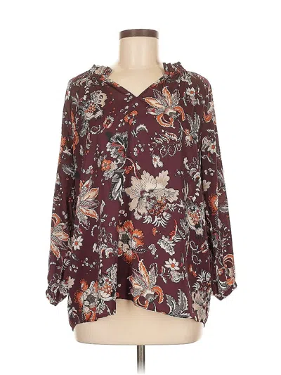 Pre-owned Ann Taylor Loft Outlet Long Sleeve Blouse In Burgundy