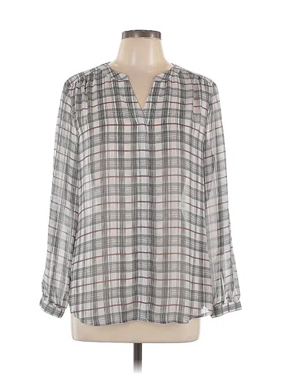Pre-owned Ann Taylor Loft Outlet Long Sleeve Blouse In Gray