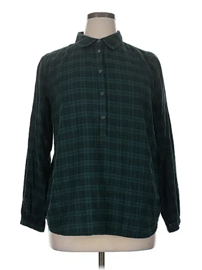 Pre-owned Ann Taylor Loft Outlet Long Sleeve Blouse In Green