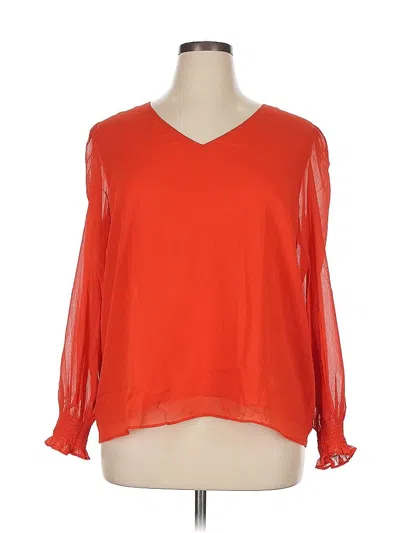 Pre-owned Ann Taylor Loft Outlet Long Sleeve Blouse In Orange