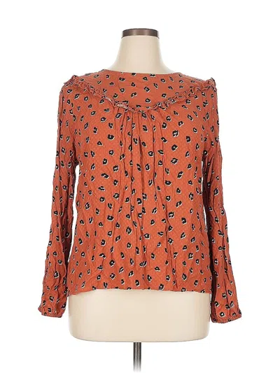 Pre-owned Ann Taylor Loft Outlet Long Sleeve Blouse In Orange