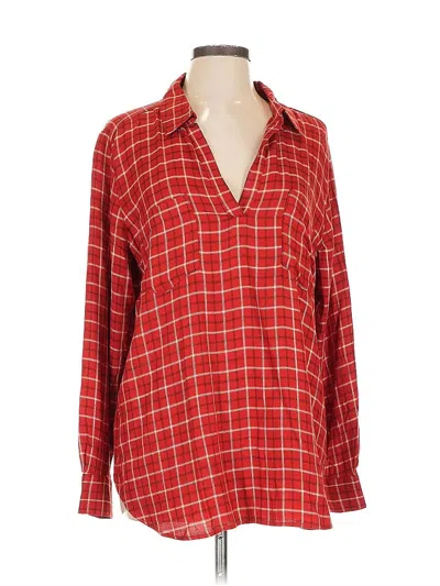 Pre-owned Ann Taylor Loft Outlet Long Sleeve Blouse In Red