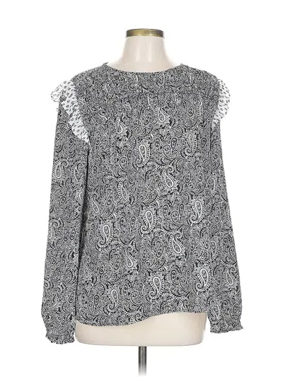 Pre-owned Ann Taylor Loft Outlet Long Sleeve Blouse In Silver