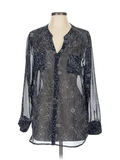 Pre-owned Ann Taylor Loft Outlet Long Sleeve Blouse In Silver