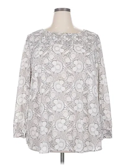 Pre-owned Ann Taylor Loft Outlet Long Sleeve Blouse In Silver