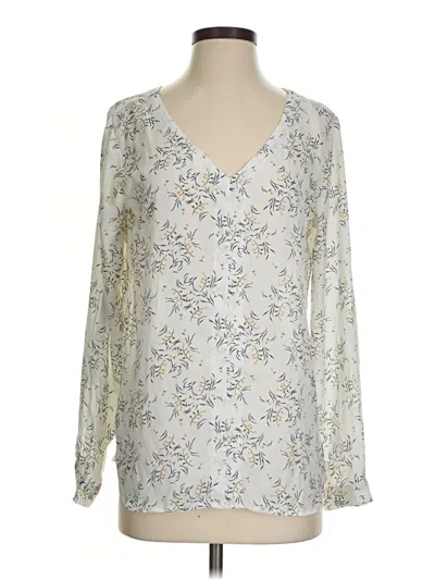 Pre-owned Ann Taylor Loft Outlet Long Sleeve Blouse In Silver
