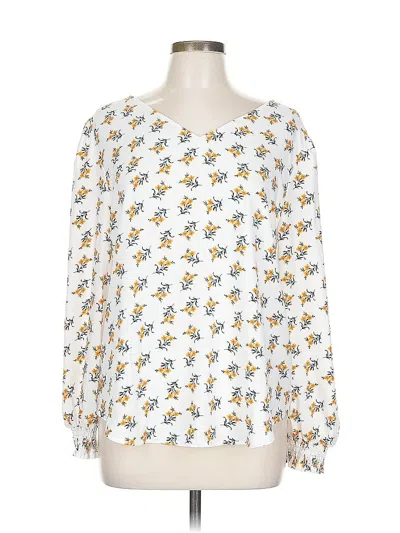 Pre-owned Ann Taylor Loft Outlet Long Sleeve Blouse In White