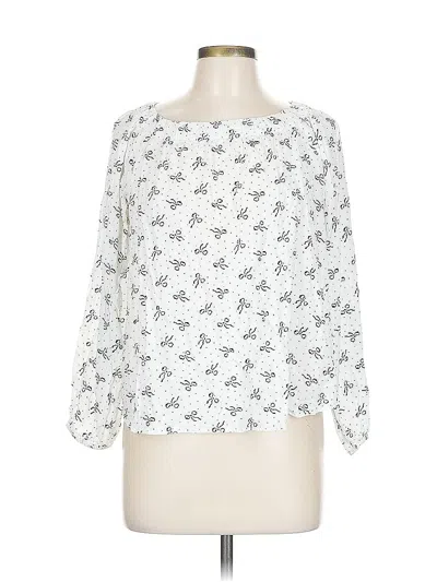 Pre-owned Ann Taylor Loft Outlet Long Sleeve Blouse In White