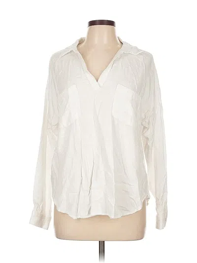 Pre-owned Ann Taylor Loft Outlet Long Sleeve Blouse In White