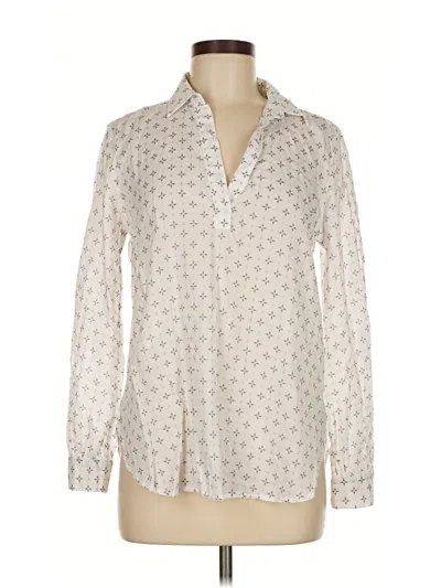 Pre-owned Ann Taylor Loft Outlet Long Sleeve Blouse In White