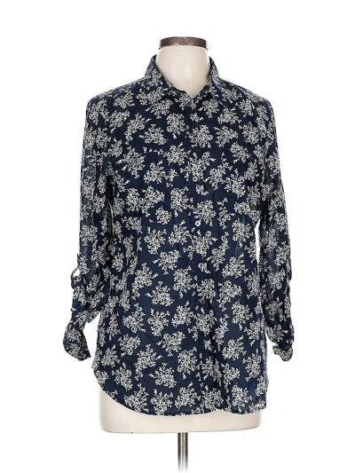 Pre-owned Ann Taylor Loft Outlet Long Sleeve Button Down Shirt In Blue
