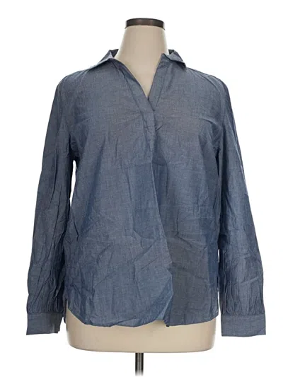 Ann Taylor Loft Outlet Long Sleeve Button Down Shirt In Blue