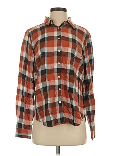 Ann Taylor Loft Outlet Long Sleeve Button Down Shirt In Brown