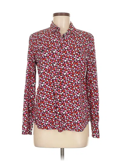 Pre-owned Ann Taylor Loft Outlet Long Sleeve Button Down Shirt In Red