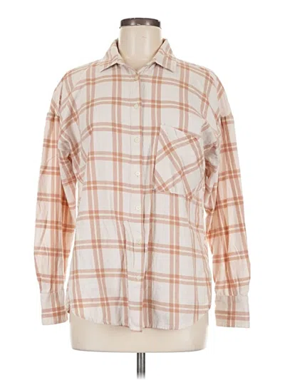 Pre-owned Ann Taylor Loft Outlet Long Sleeve Button Down Shirt In Tan
