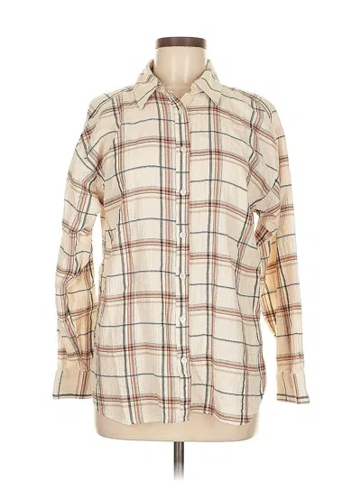 Pre-owned Ann Taylor Loft Outlet Long Sleeve Button Down Shirt In White