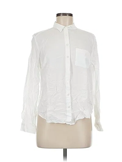 Pre-owned Ann Taylor Loft Outlet Long Sleeve Button Down Shirt In White