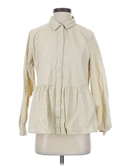 Pre-owned Ann Taylor Loft Outlet Long Sleeve Button Down Shirt In White