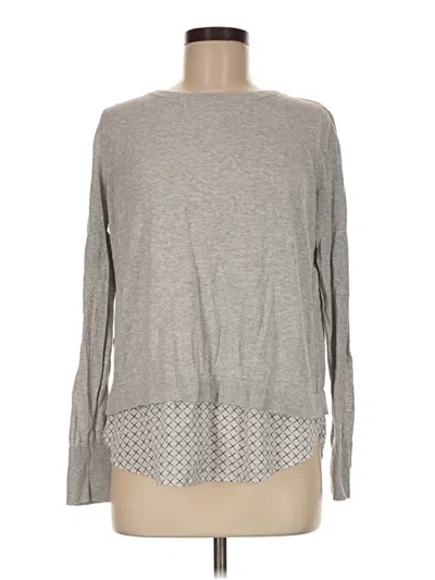 Pre-owned Ann Taylor Loft Outlet Long Sleeve Top Gray Crew Neck Tops